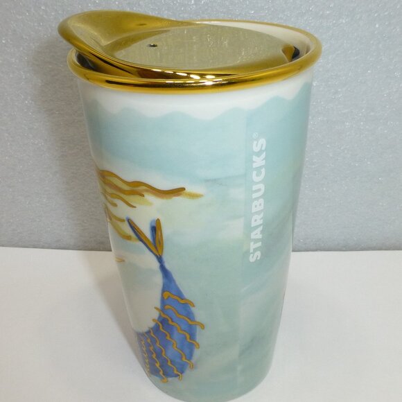New Starbucks siren water color mermaid ceramic travel mug tumbler cup 2014 - Picture 4 of 8